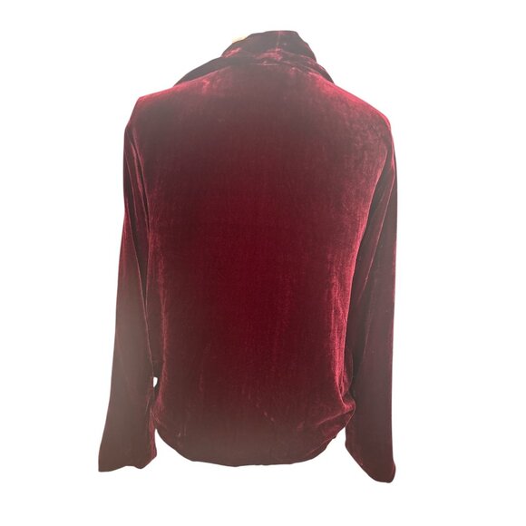 Lavender Brown Velvet Drape Jacket Women’s Medium – Wine Burgundy Silk Blend Sof - Picture 4 of 10